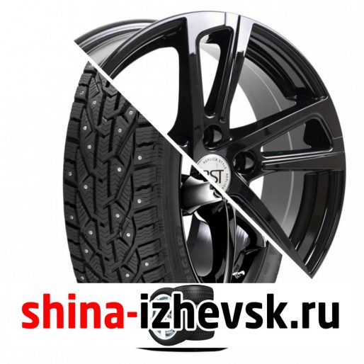 Колесо в сборе Tigar Ice 205/55 R16 T 94 + RST R046 6.5xR16 5×112 ET46 DIA57.1 Черный глянцевый в Ижевске